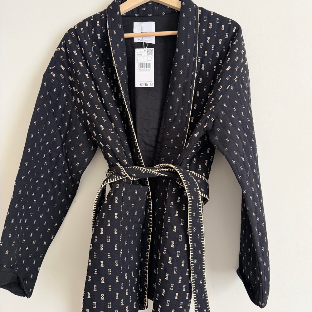Mango Black quilted sweater jacket